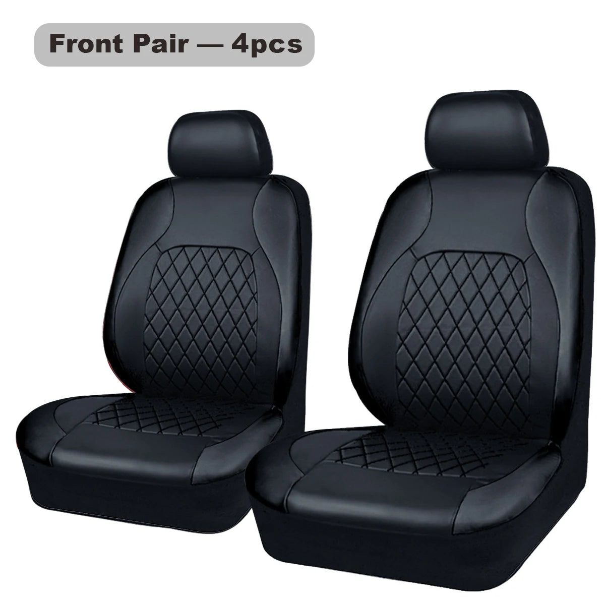 All-Season Quilted PU Leather Car Seat Cover, Waterproof Set