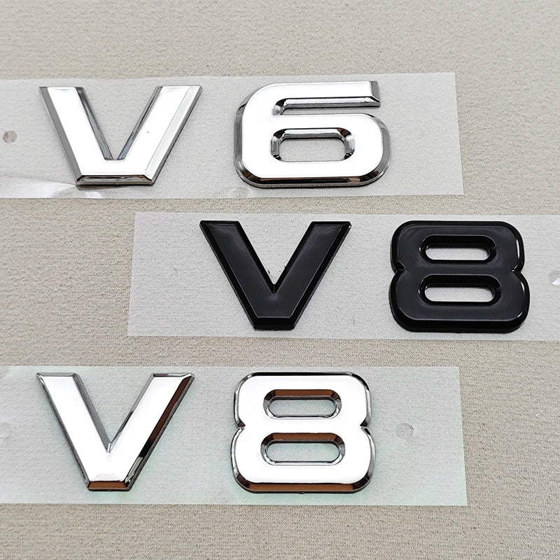 3D ABS Red Chrome Black V8 V6 Car Rear Trunk Sticker Emblem Badge Decals For TOYOTA Auto Accessories