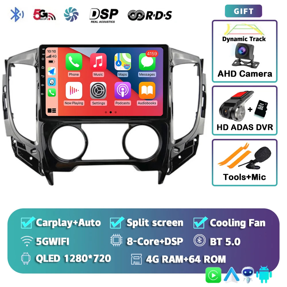 9" Android Car Stereo for Mitsubishi Pajero Sport 3 & L200 (2015–2019) — CarPlay, Android Auto, DSP, WiFi+4G