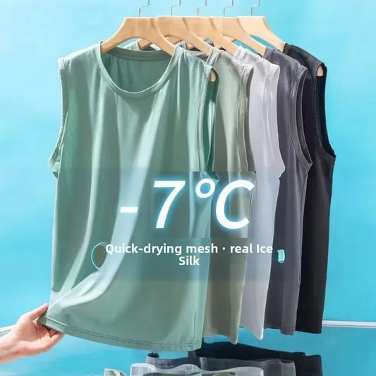 Men's Ice Silk Mesh Vest — Lightweight Sleeveless Sports Tank