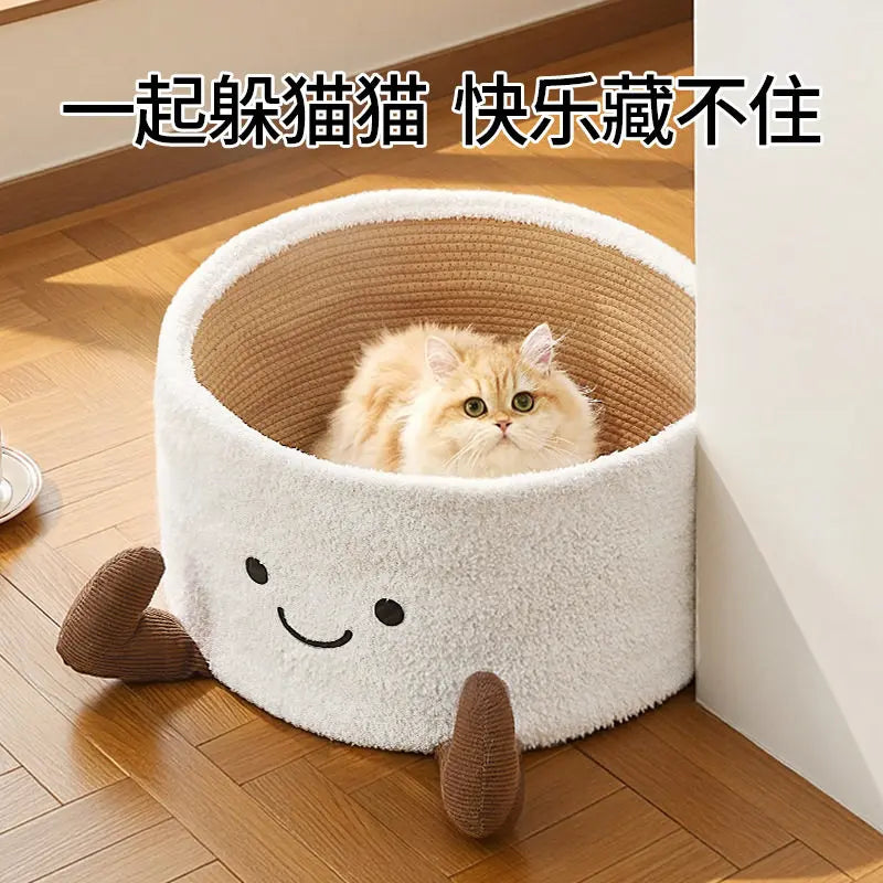 Cat Bed With Scratching Board Semi Enclosed Cozy Nest For Indoor Cats Kittens And Pets Perfect Christmas Gift For Cat Lovers