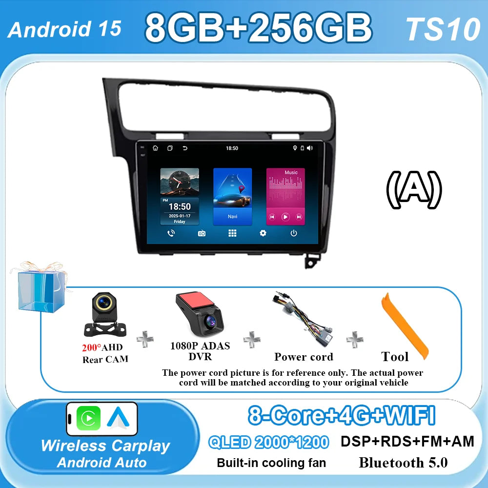 Car Stereo with Apple CarPlay & Android Auto, Compatible with VW Golf 7 (2012-2020)