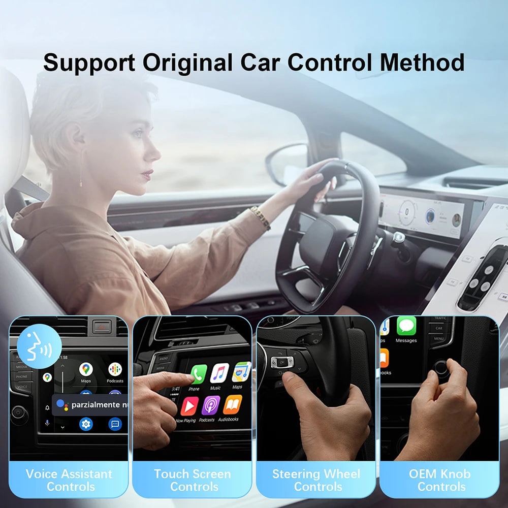 Wireless Android Auto & CarPlay Adapter — Wired-to-Wireless USB Smart Box, Plug and Play