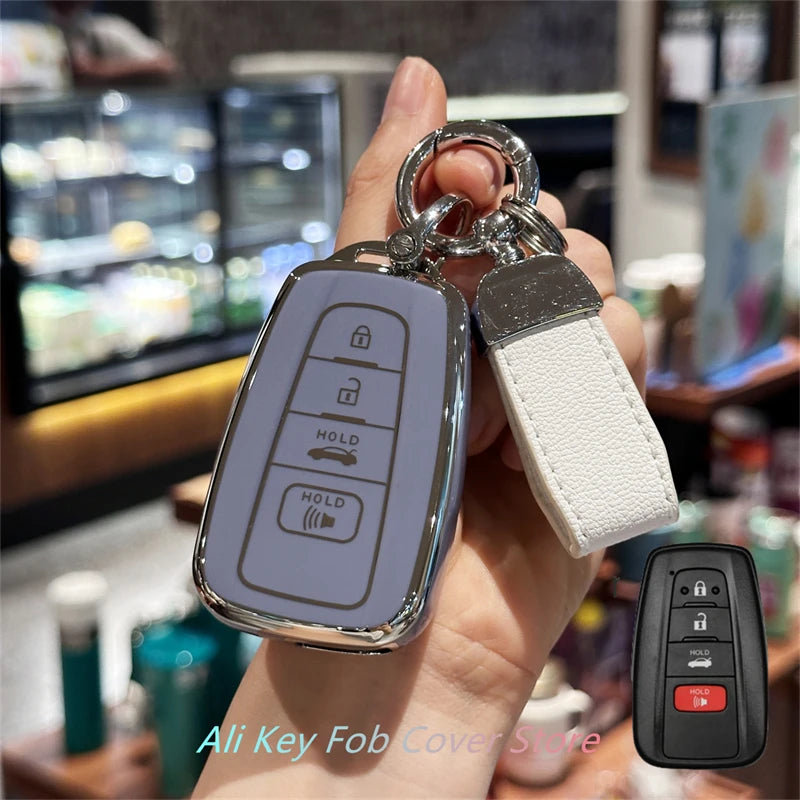 for Toyota Key Fob Cover For 2020-2024 Highlander 2018-2024 RAV4 Camry C-HR Corolla Avalon Prius Key Shell Case Keychain
