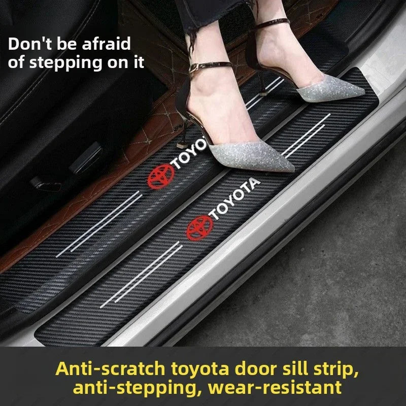 For Toyota Rav4 Yaris Prius Avensis Corolla Camry Car Threshold Strip Carbon Fiber Sticker Car Door Sill Protector Accessories