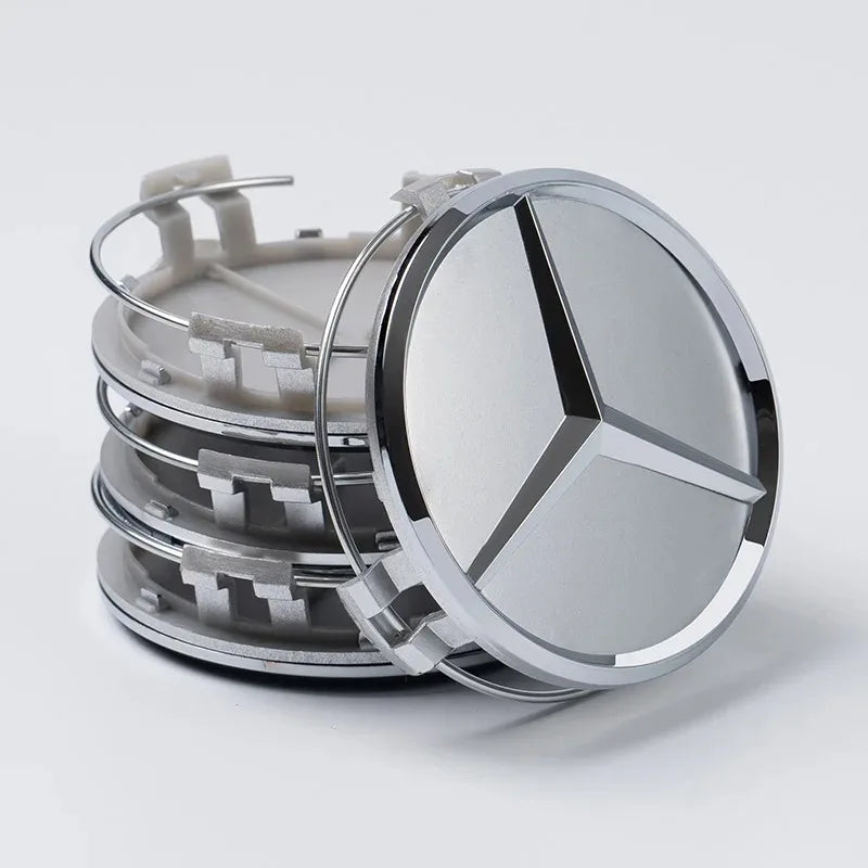 4 Pieces/Set Mercedes Benz AMG Wheel Center Hub Caps 75mm Diameter with Embossed Benz Emblem Tire Rim Covers for W203 W206 W220