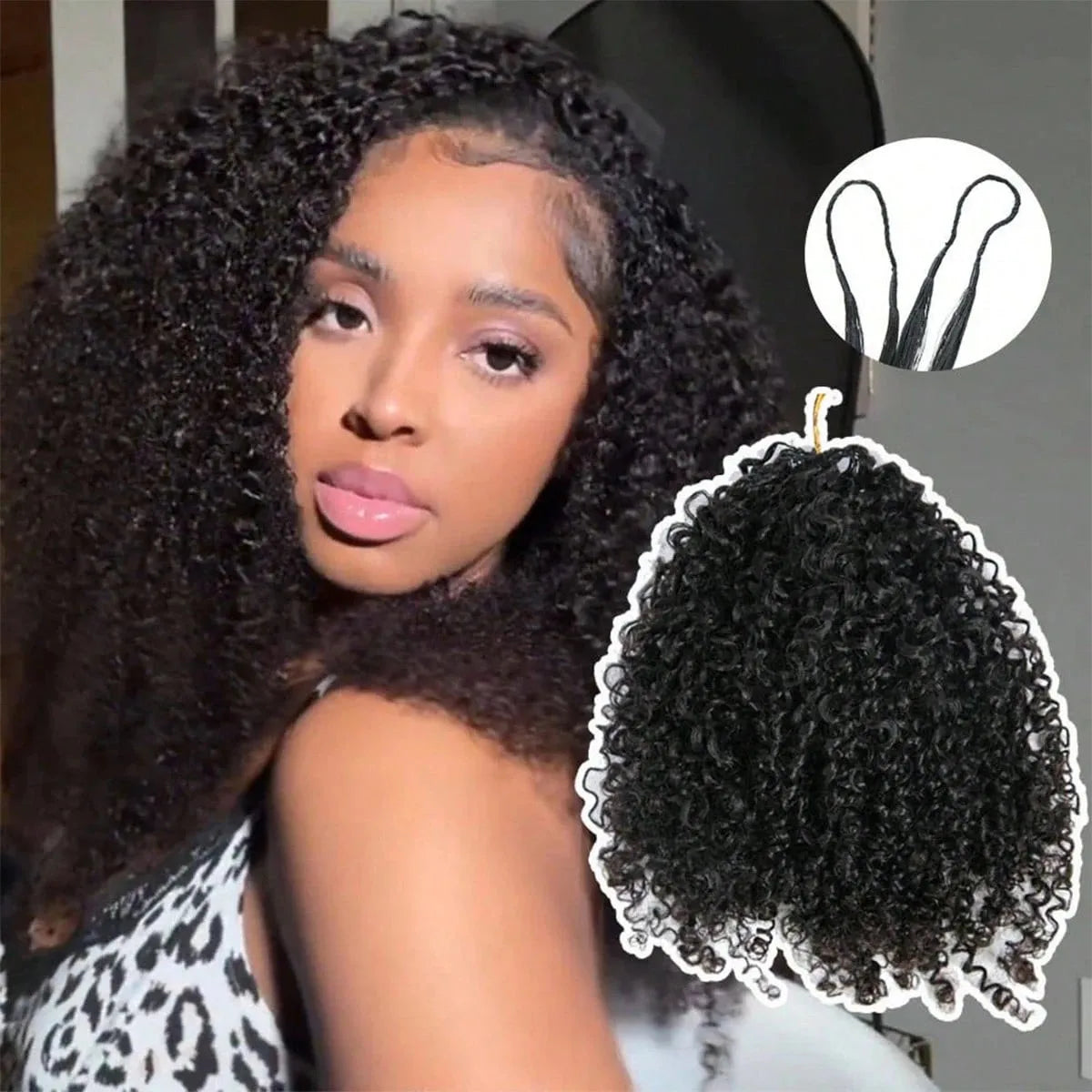 300g Burmese Kinky Curly Crochet Human Hair Knots Feather Crochet Hair Extensions Invisible Knotless Kinky Curly Braiding Hair