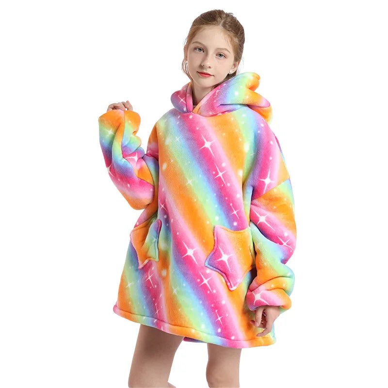 Kids Oversized Hoodie Blanket - Animal Wearable Blanket with Sleeves - photo 3