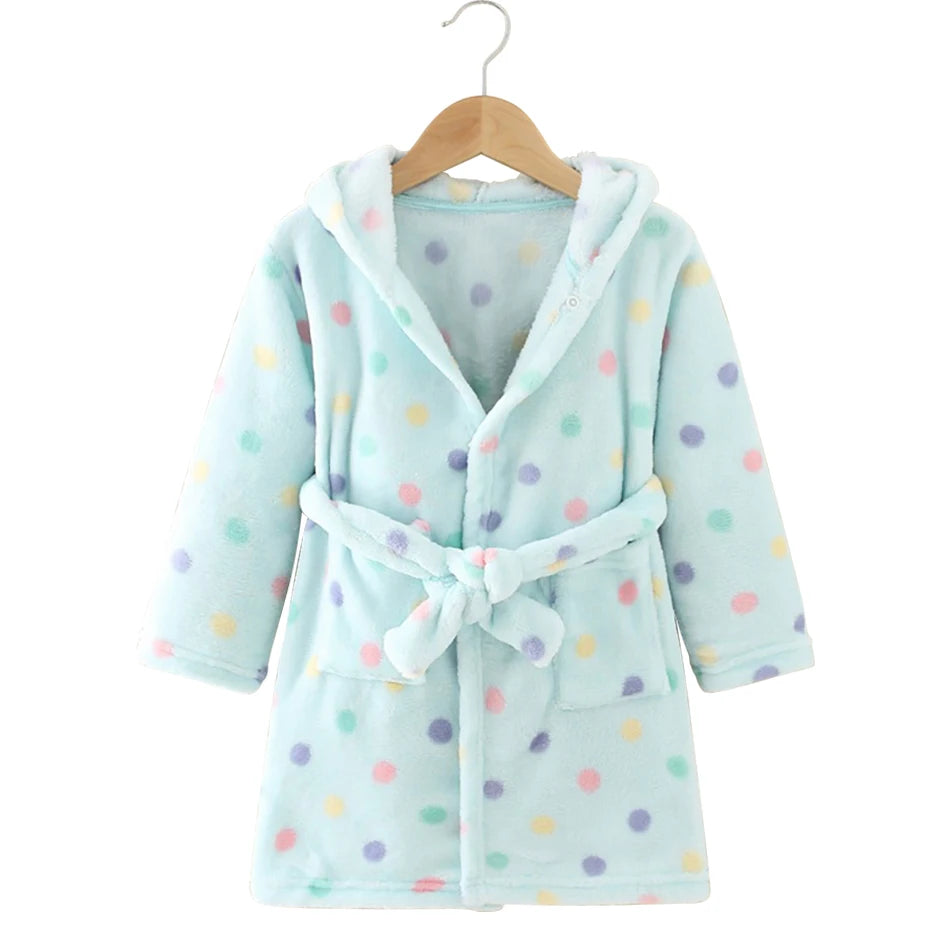 Kids Hooded Fleece Bathrobe - Cute Cartoon Robe for Boys and Girls - photo 9