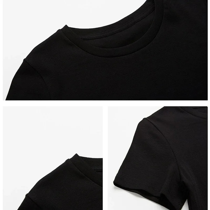 DIY Customize Your Text Couple Summer Casual Short Sleeve O Neck Cropped Navel Women Crop Tops Soft Bodycon Fashion Tees Blouse