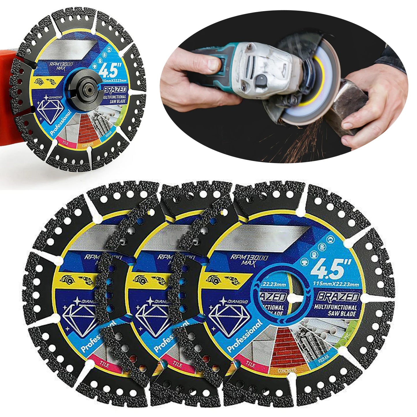 3PCS Heavy Duty Metal Cutting Wheel Angle Grinder Blade, Fast Precise Effortless Cut, Ultra Durable Long-Lasting for Steel Metal