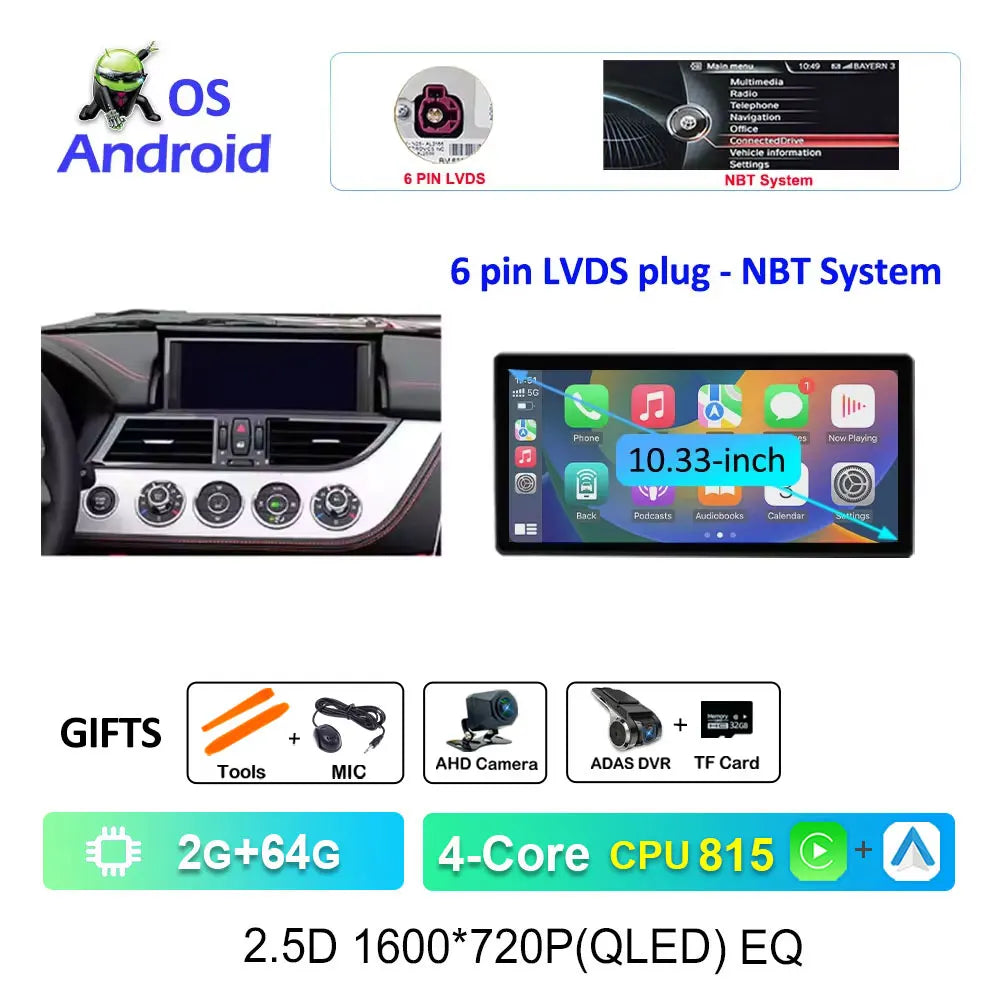 12.3" Android CarPlay Screen for BMW 3/4 Series F30 F31 F32 F33 F34 F36 (2013–2019) NBT/EVO — Android Auto, GPS, 4G
