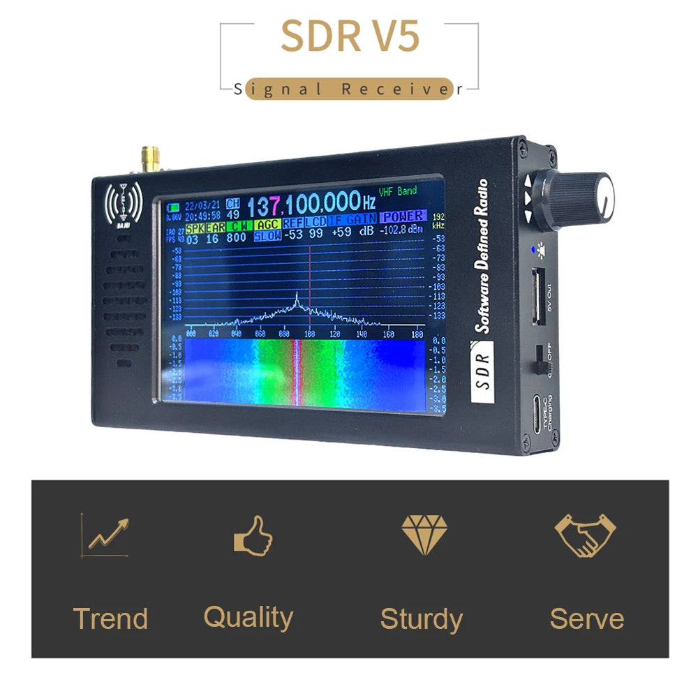 0.1-149MHz‌ SDR V5 Radio Digital Demodulation Shortwave FM MW SSB CW HAM Radio Receiver Tranceiver DSP HT004 Signal Amplifier
