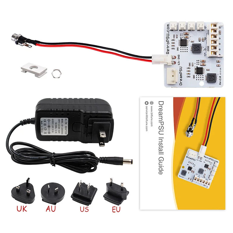 For SEGA DreamCast DreamPSU Rev2.0 12V Power Supply Board + Power Plug Adapte For AII DreamCart Game Console Replacement Parts