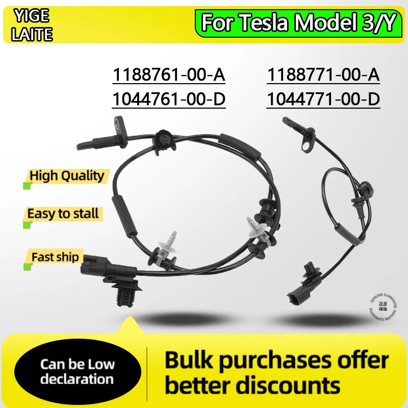 Car Front Left/Right Sensors ABS Wheel Speed Sensor For Tesla Model 3/Y 1188761-00-A 1044761-00-D 1188771-00-A 1044771-00-D