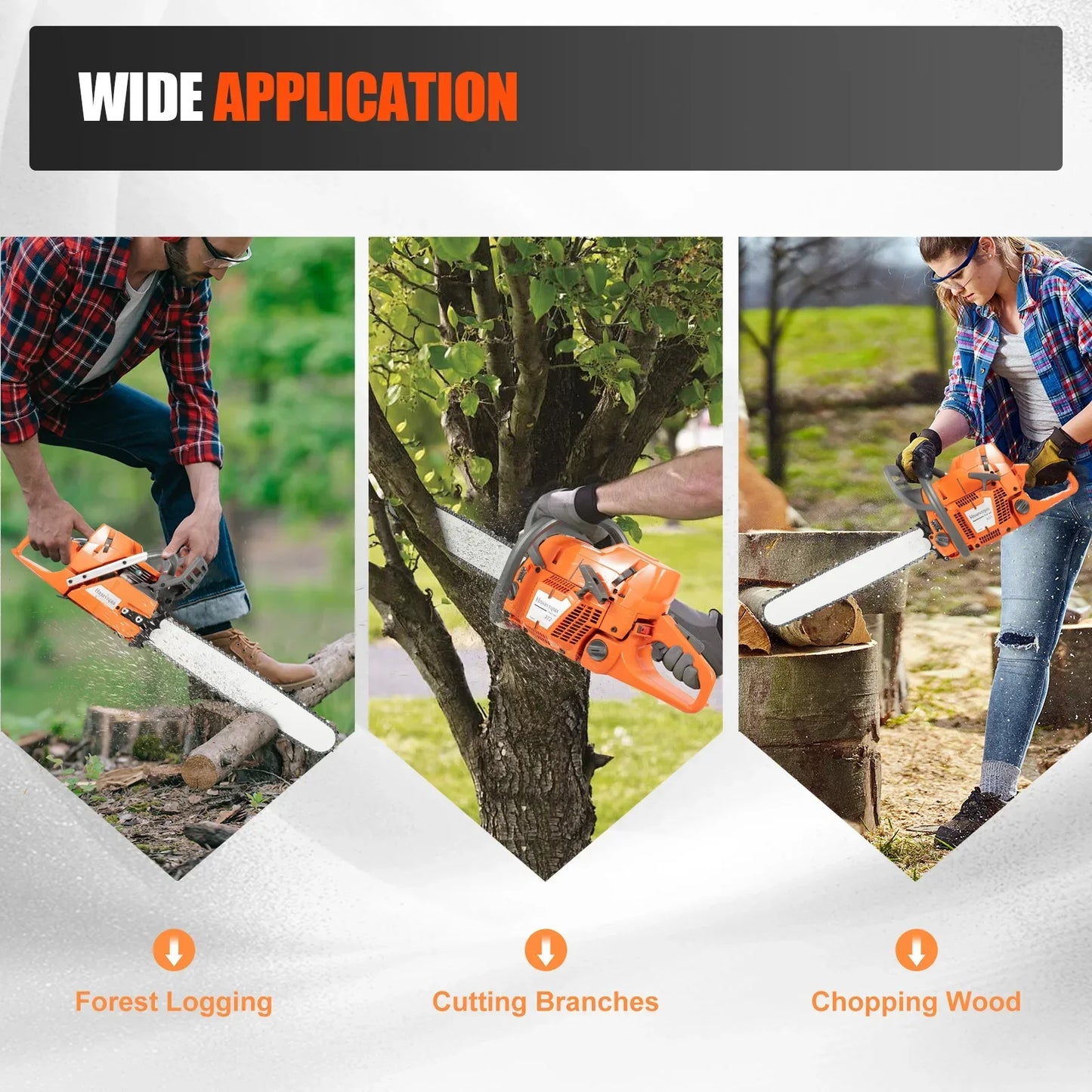 72cc 24" Gas Chainsaw — 2-Stroke Petrol Chainsaw for Tree & Wood Cutting