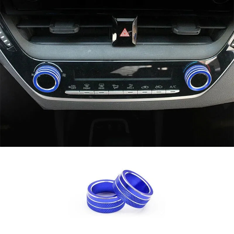 For Toyota Corolla 2019 2020 2021 2Pcs Car AC Climate Control Knob Trim Button Cover Auto Accessories Car AC Control Knobs Ring