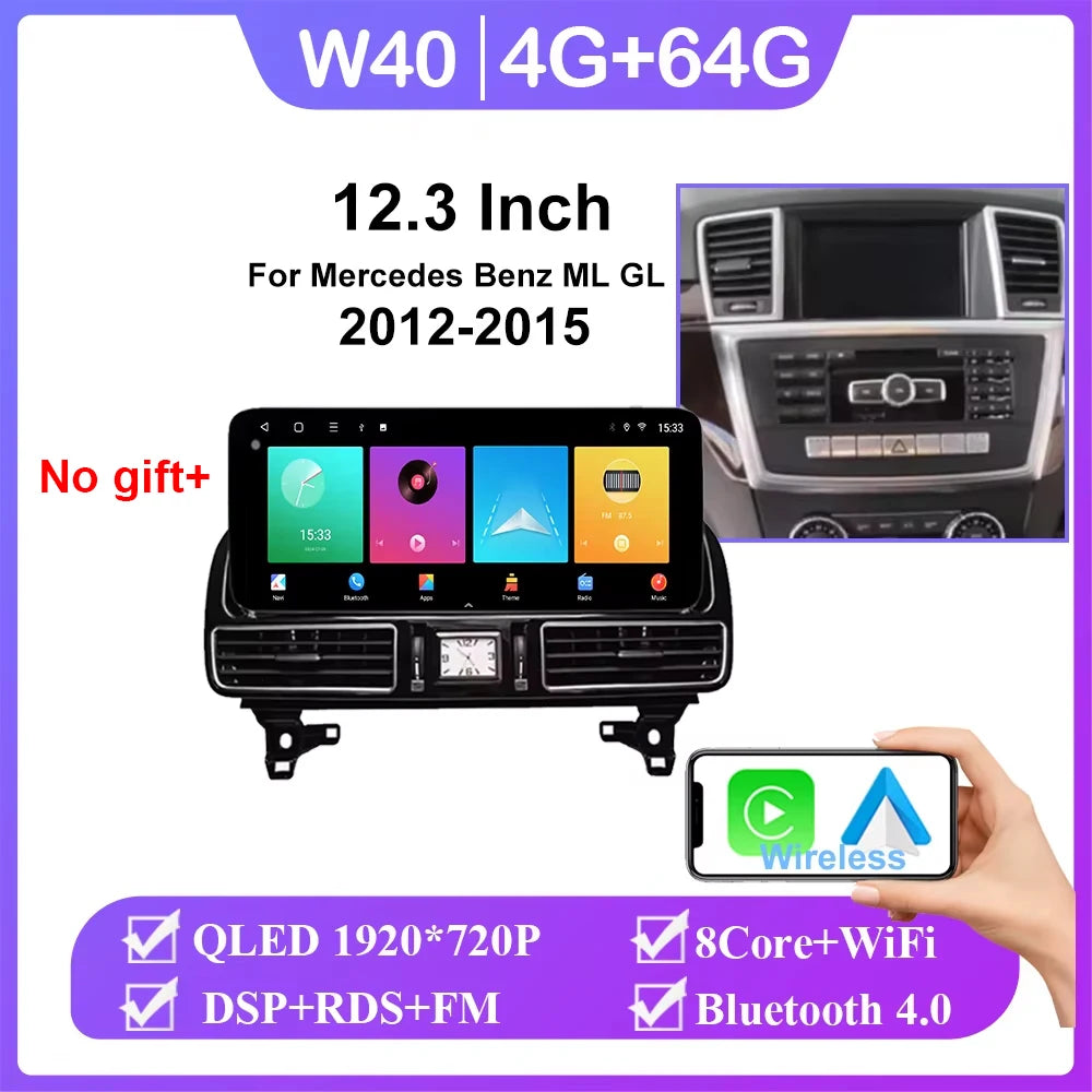 For Mercedes Benz ML GL GLE GLS W166 X166 2012-2019 Car Radio Multimedia Video Player Navigation GPS Android 15 CPU No 2din DVD
