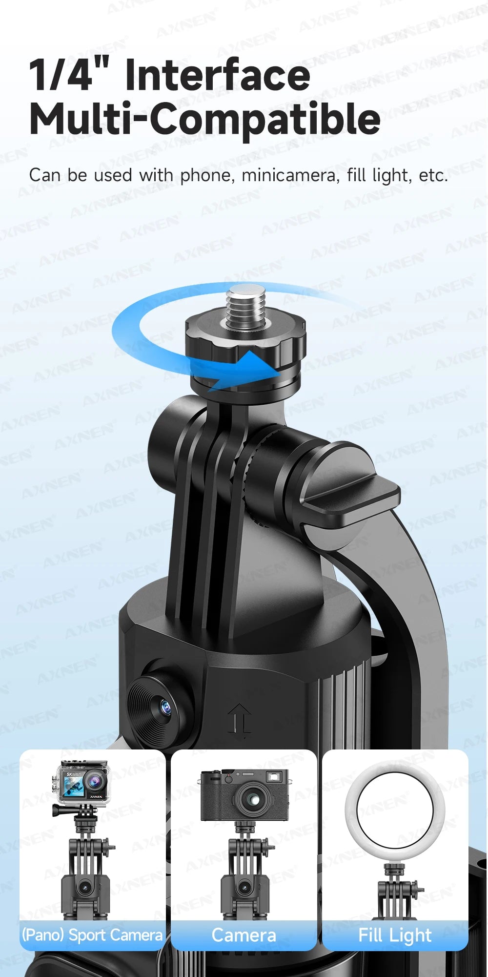 AXNEN C17 64" AI Face Tracking Selfie Stick Tripod – 360° Auto Rotation, Bluetooth Remote & Quadruped Stand