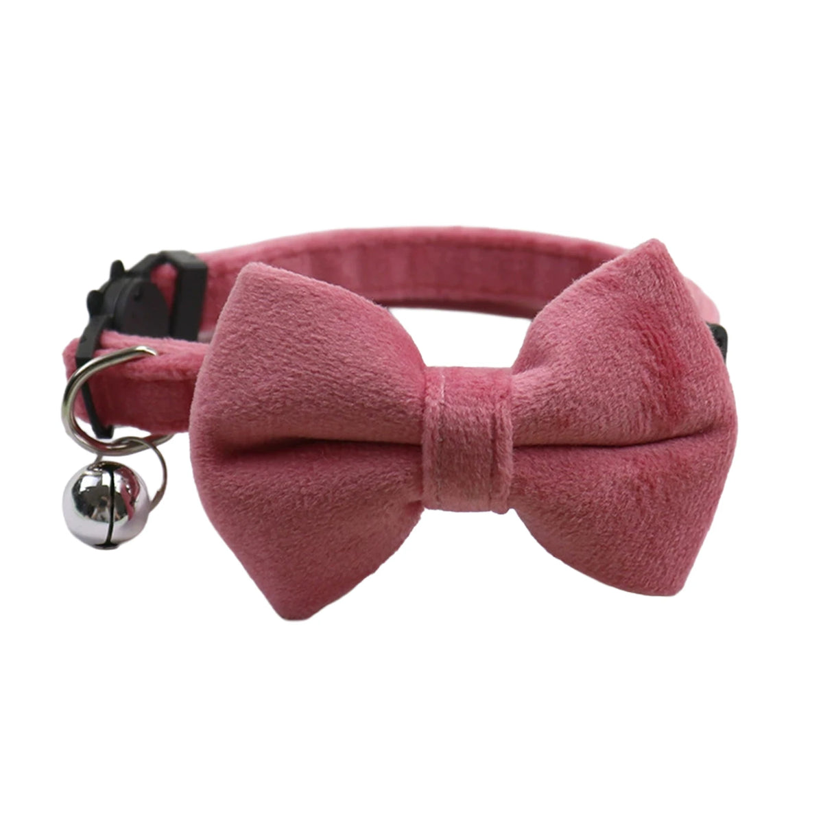 Velvet Bow Cat Collar with Bell - Adjustable Safety Buckle