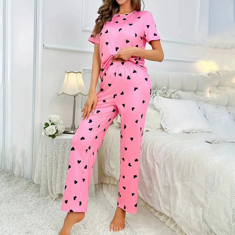 Women's Crew Neck Tee & Plaid Pants Pajama Set - photo 4