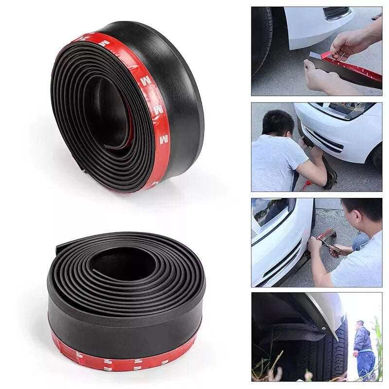 Universal Car Bumper Lip Splitter Spoiler Rubber Skirt BodyTrim Bumper Scratch-Resistant Anti-Collision Soft Rubber Strip