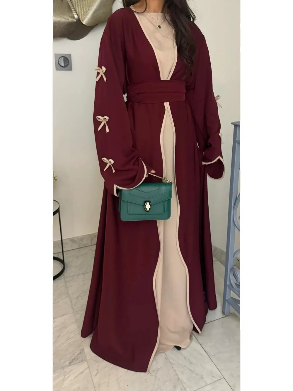 Eid Bow Abaya Women Cardigan Dress Muslim Party Caftan Robe Jalabiya Morocco Dubai Kaftan Islam Vestidos Largos Ramadan 2026