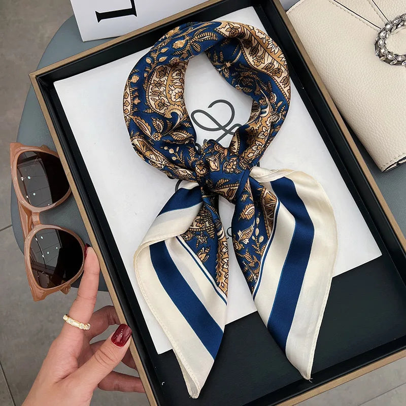Women's Silky Square Headscarf - 70cm Satin Neckerchief & Bag Scarf - photo 9