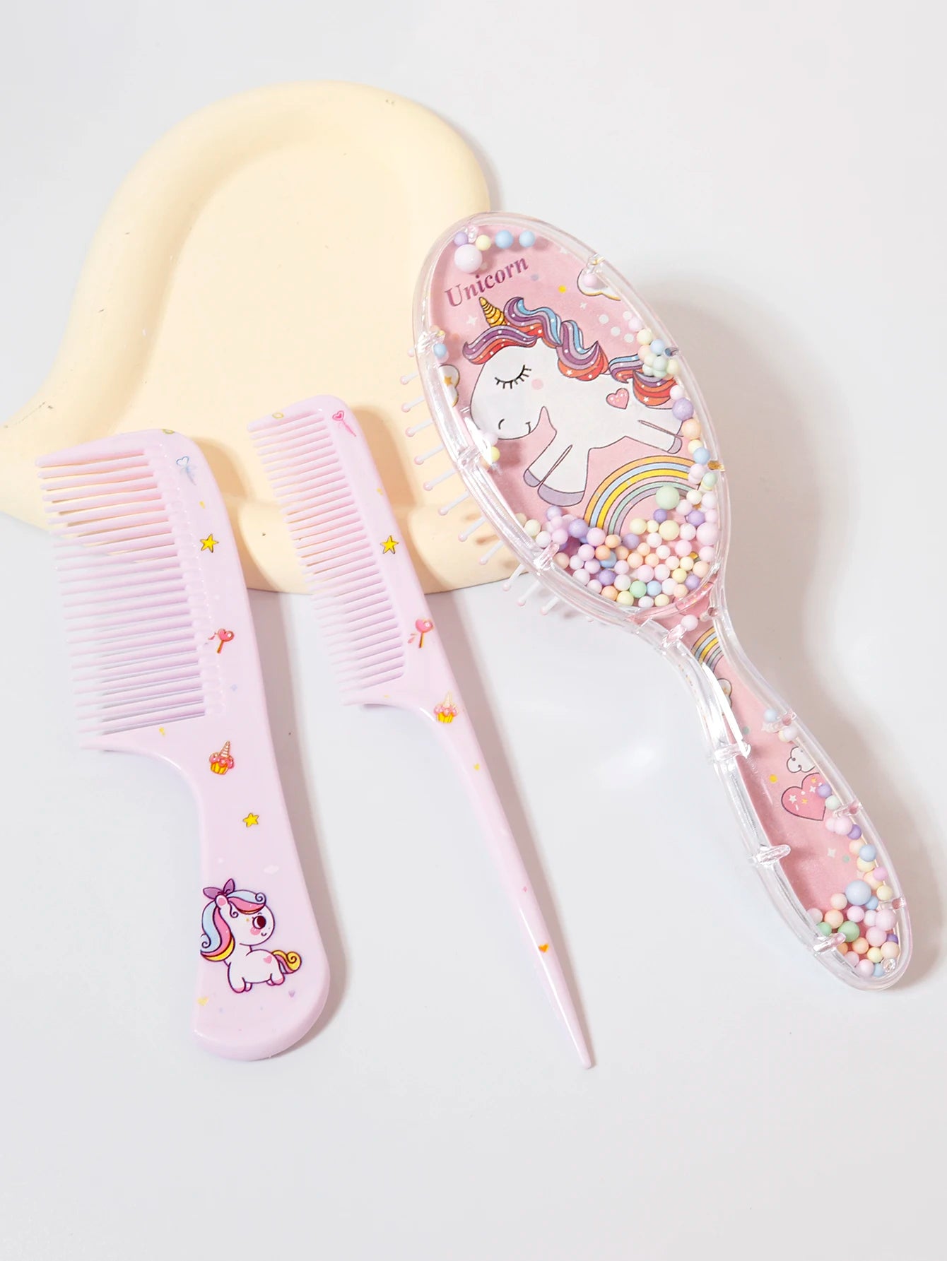 3pcs cartoon comb set, wet and dry dual-use, hair styling, suitable for any hair texture, gift set, special for real hair wigs