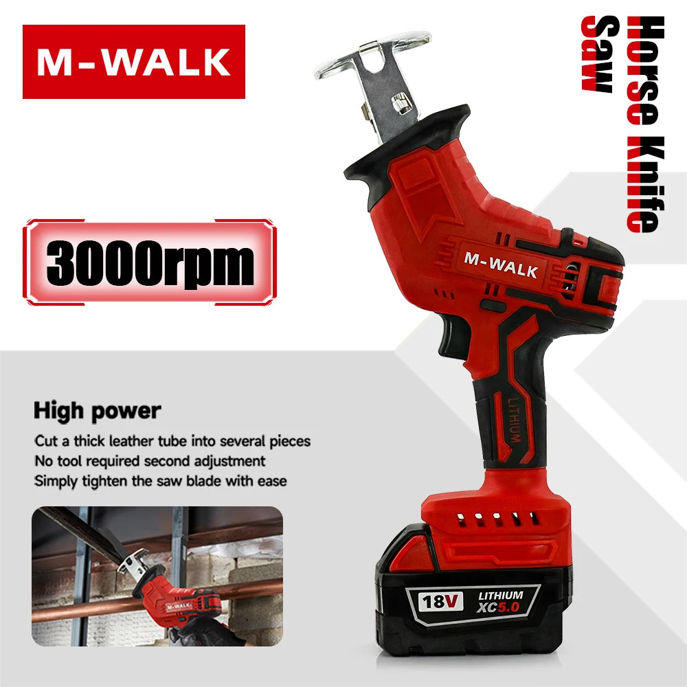 M-WALK Cordless Reciprocating Saw 18V — Wood & Metal Cutting (Compatible with Milwaukee 18V Battery)