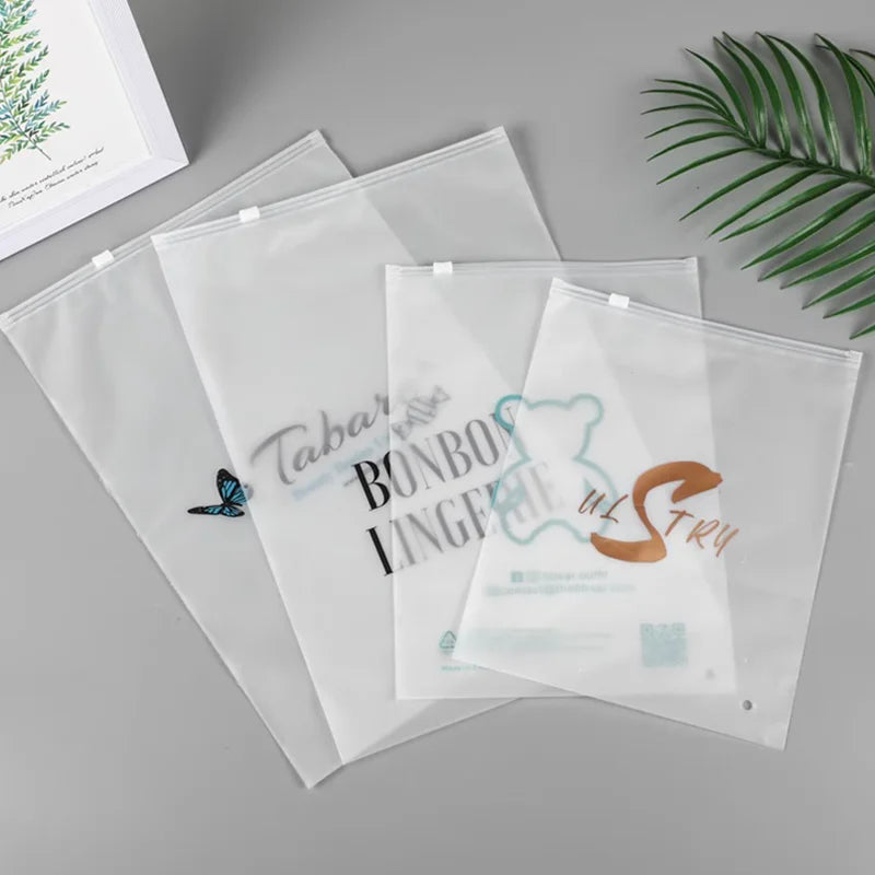 30/50/100PCS Matte Plastic Zipper Packaging Bags – Waterproof Garment & Shirt Storage | Custom Logo
