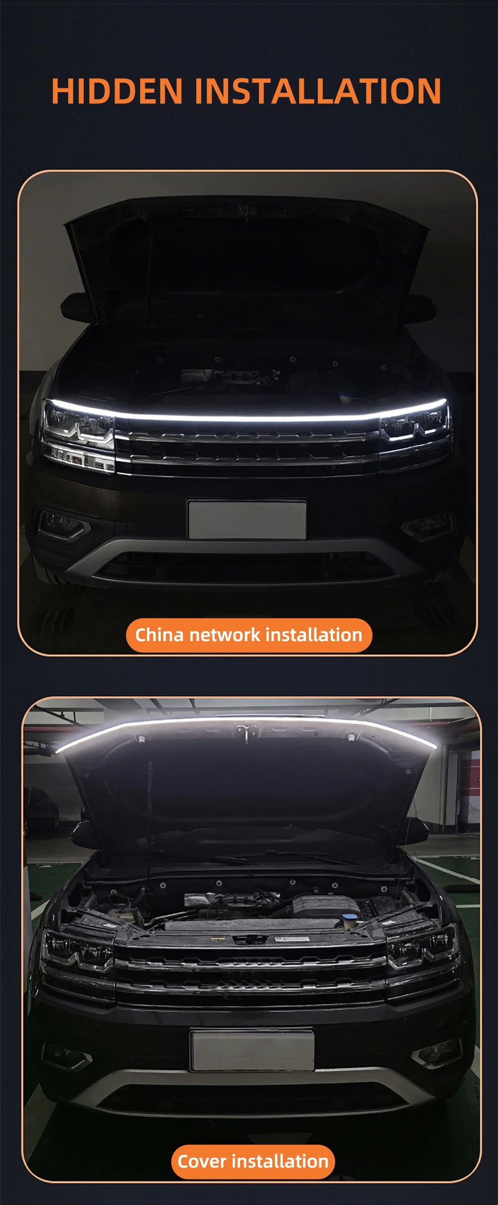 RXZ LED Daytime Running Light – Car Hood Decorative DRL Ambient Lamp 12V Scan Start Effect
