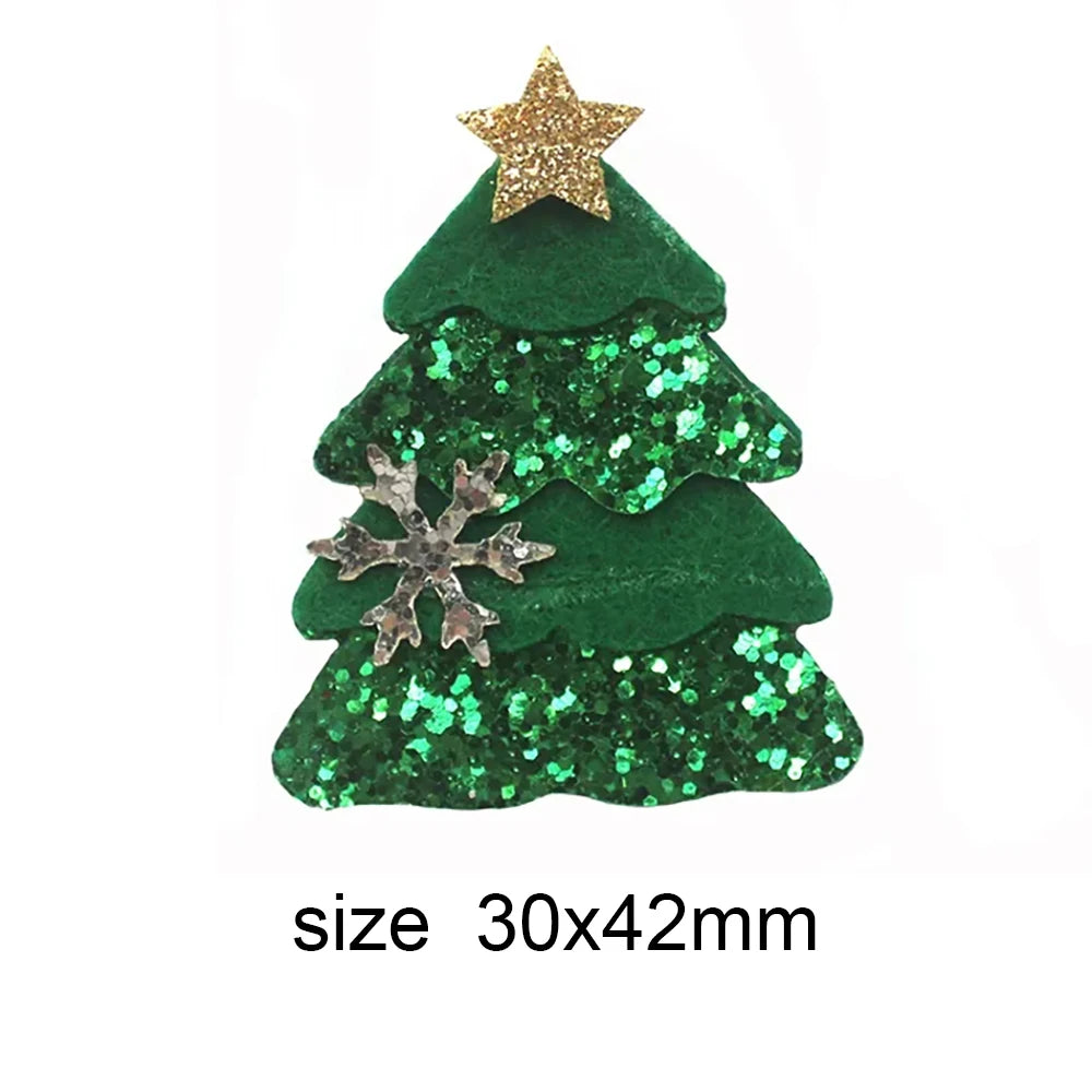 10pcs Glitter Padded Applique Reindeer with Red Nose  for DIY Christmas Hair Clips Bow Accessories Felts Supply Party Decor