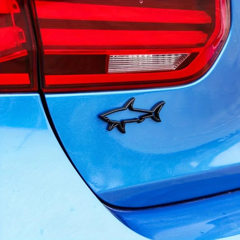 3D Metal Car Shape Sticker Hollow Shark Badge Decal for Car Trunk Motorcycle Decoration Accessories