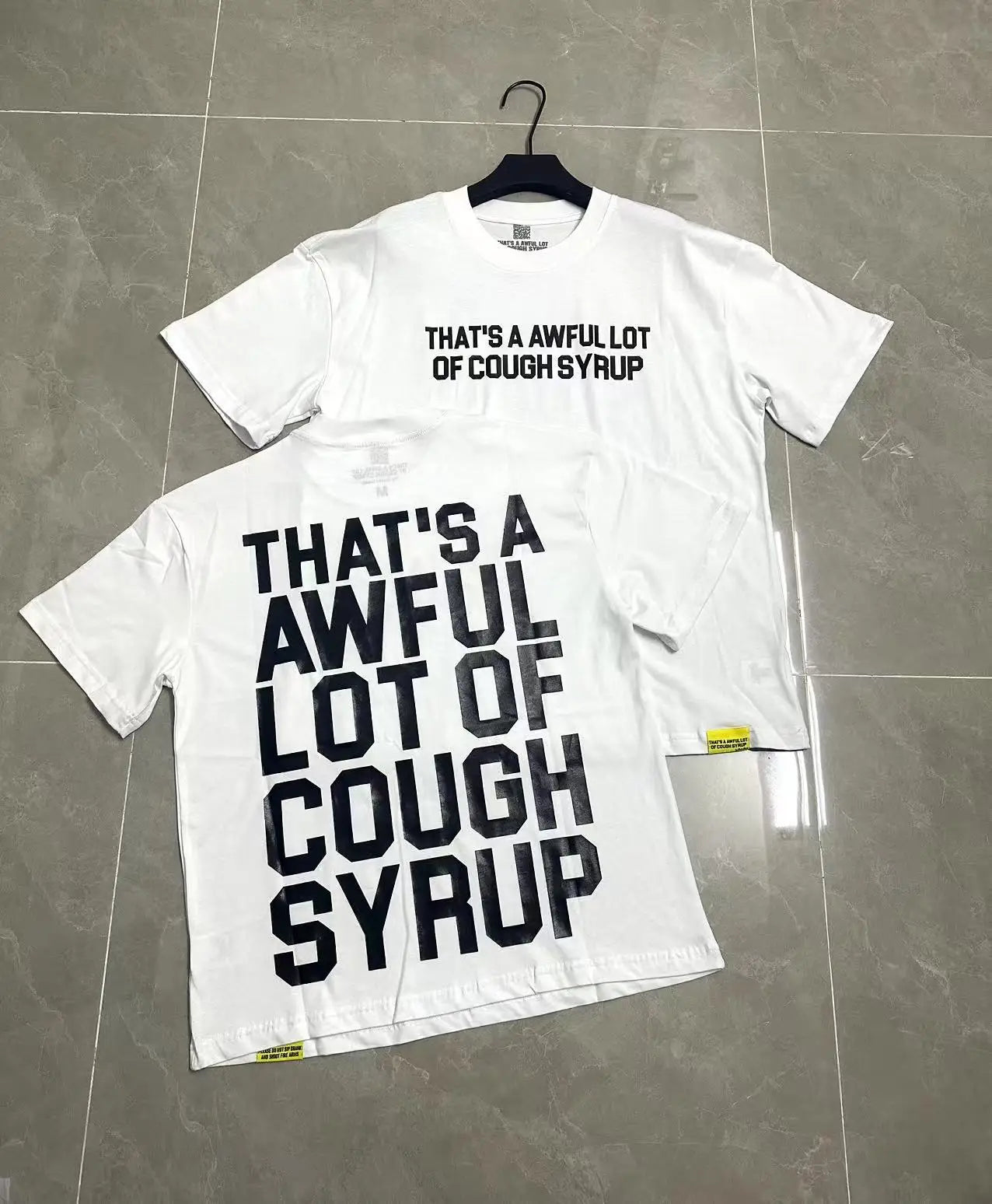 That's A Awful Lot of Cough Syrup Short Sleeve American Street Pop Hip-hop Cartoon Pattern Print Tops COUGH SYRUP T-shirt