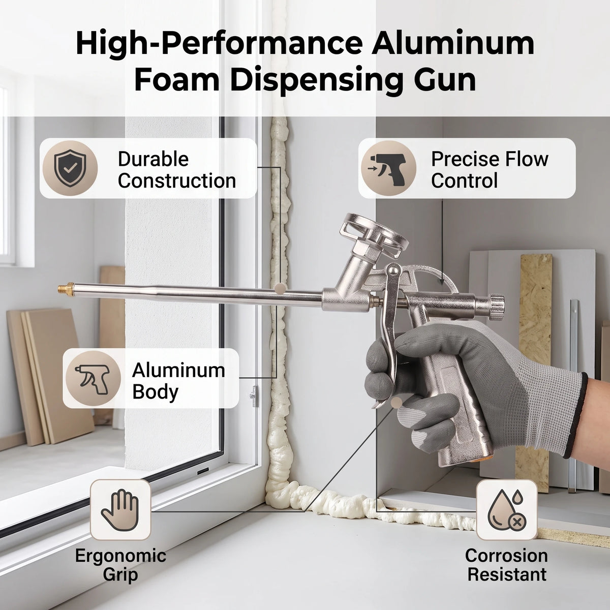 Foam Expanding Spray Sealant Dispensing PU Insulating Applicator Tool