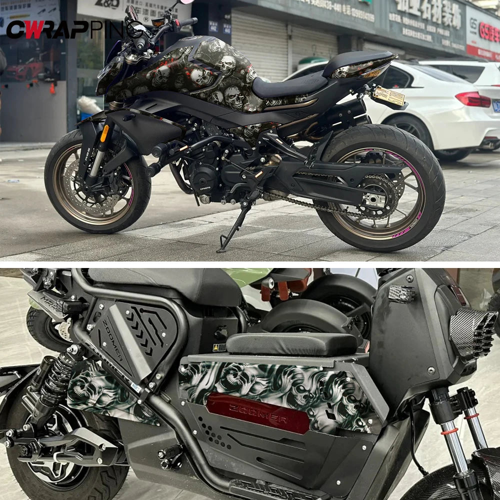 Skull Camo Car Wrap Vinyl — Motorcycle &amp; Auto Body Sticker Film