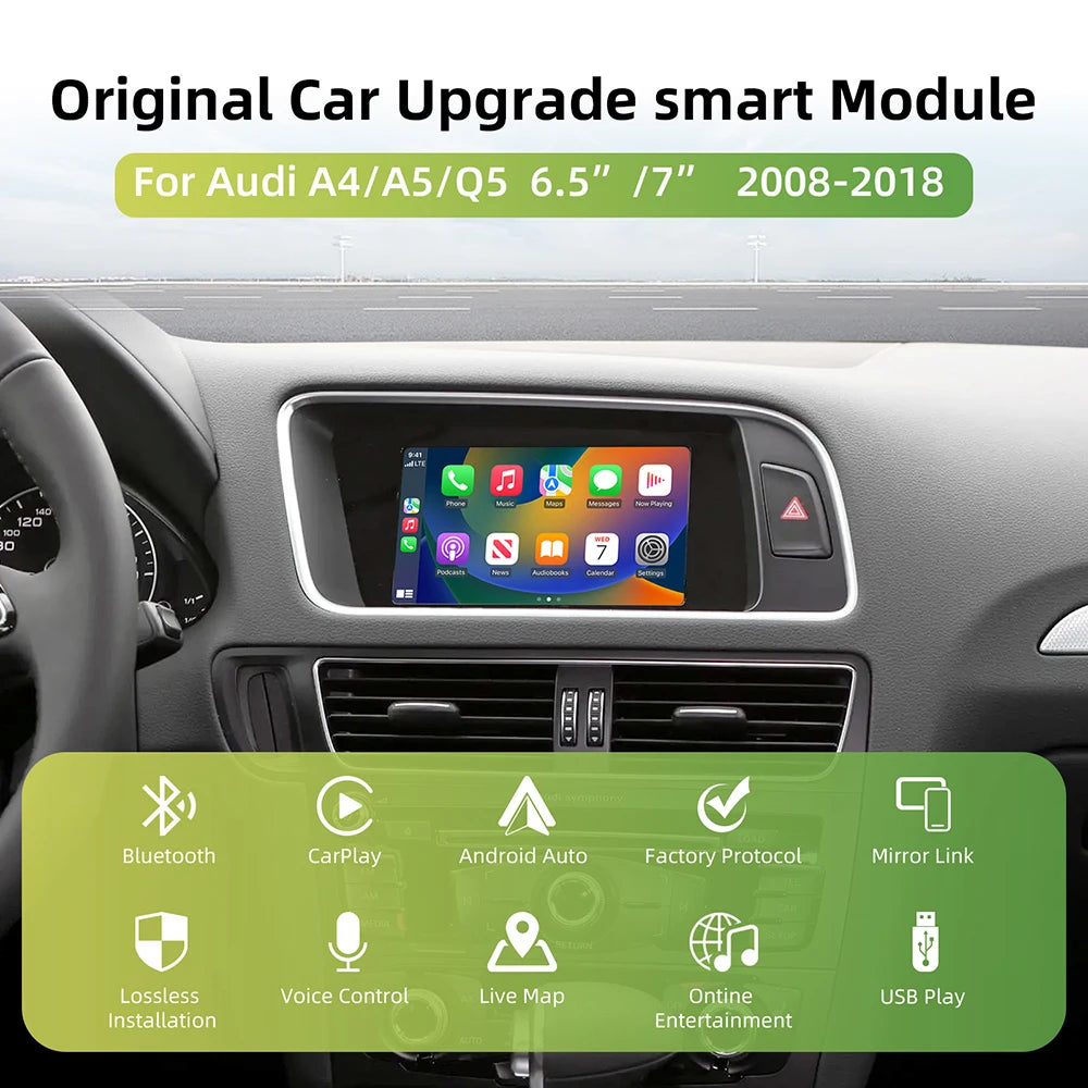 Wireless CarPlay For Audi A4 A5 2008-2016 Q5 2010-2018 Android Auto Mirror Link AirPlay Navigation Multimedia Accessories