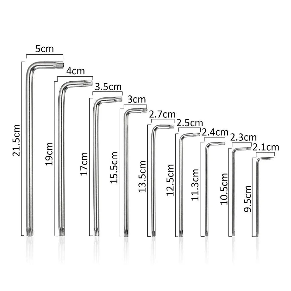 9Pcs L Type Double-End Screwdriver Hex Allen Key Set Torx Wrench Screwdriver Bits Star Spanner Key Hand Tools