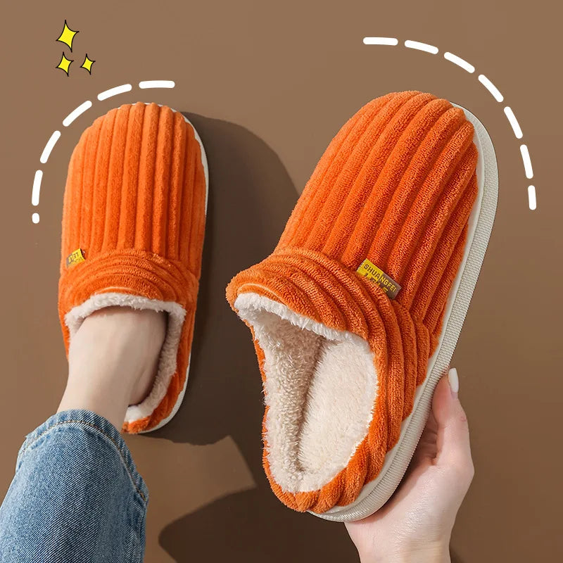 Bebealy Winter Fur Men Slippers Men Shoes Outdoor Nonslip Short Plush Men Slippers Casual Fuzzy House Ankle Men Boots Flat Shoes