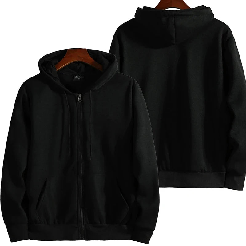 Men's Zip-Up Hoodie, Loose Fit Hooded Sweatshirt