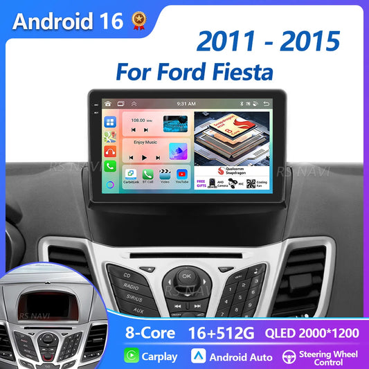 Car Stereo with Apple CarPlay & Android Auto, Compatible with Ford Fiesta