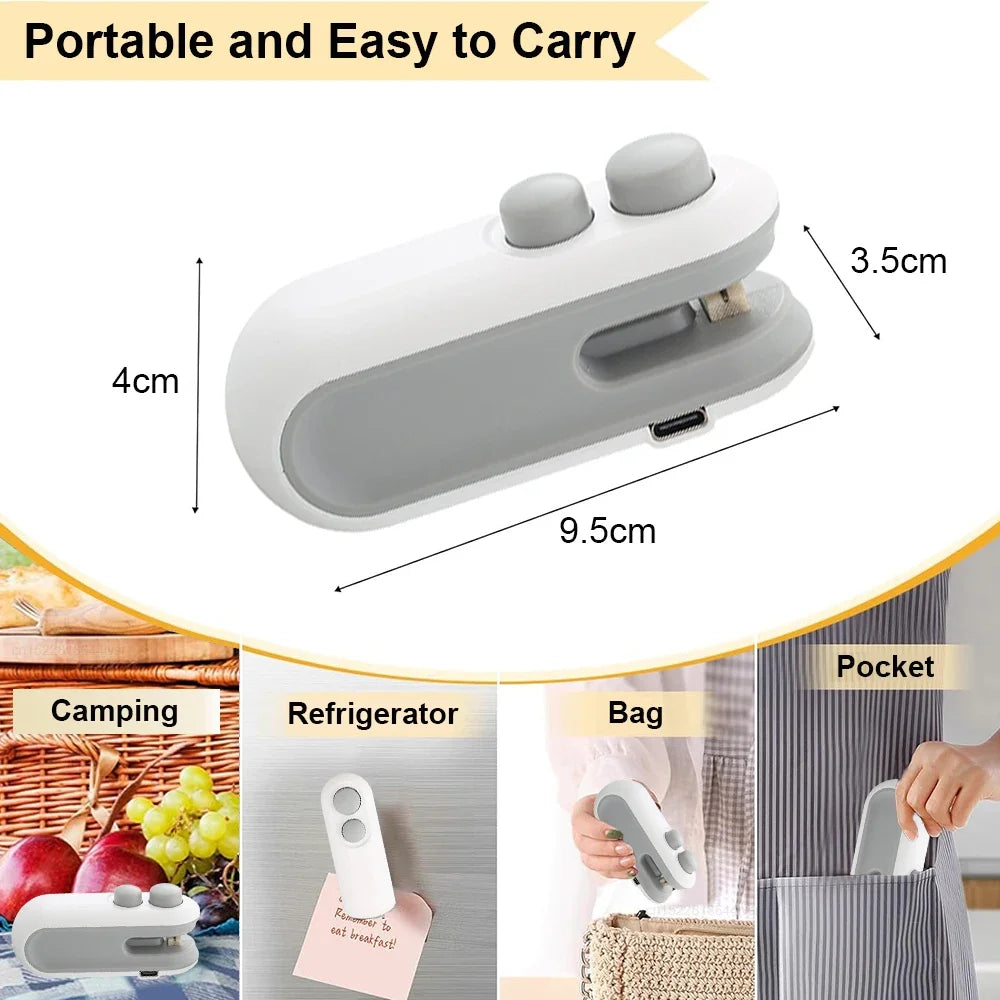 2in1 Plastic Bag Sealer Mini Portable Plastic Bags Sealing Machine Thermal Sealants Handheld Food Storage Packaging Heat Sealer