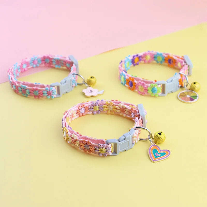 Paw Print Pet Collar with Bell - Adjustable Polyester Strap – photo 4