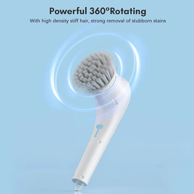 Electric Power Scrubber Kit - Rechargeable Cleaning Brush with Steel Wool Pads for Kitchen, Bath, Grill, Long Handle & Wa