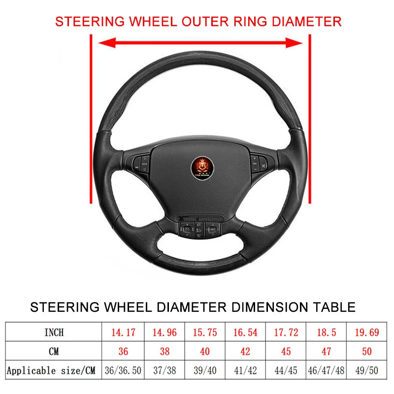Car Truck PU Leather Embossed Steering Wheel Cover Steering-Wheel For Auto Diameters 36 38 40 42 45 47 50CM 7 Sizes to Choose