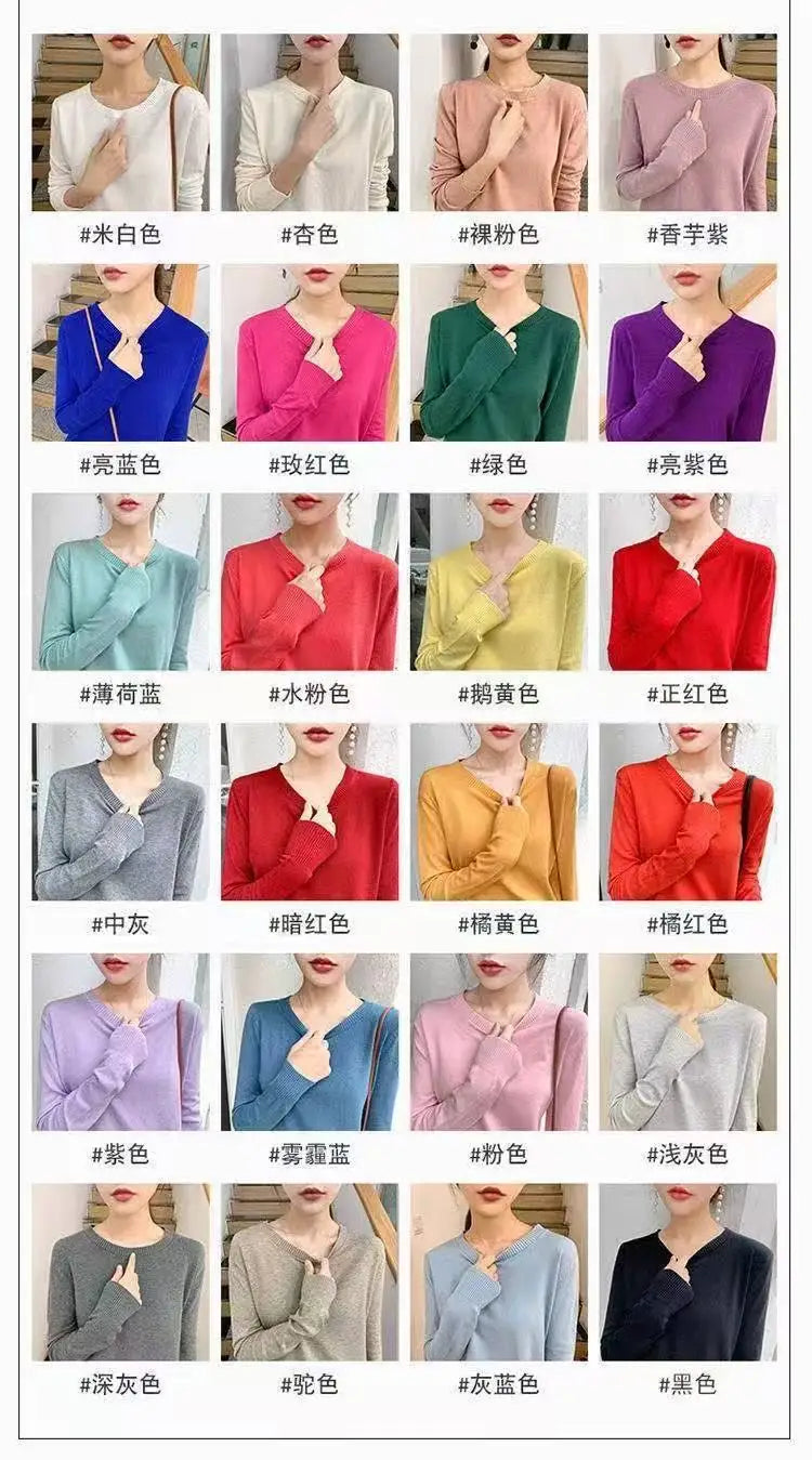Women's Soft Knit Crew Neck Sweater, Basic Jumper