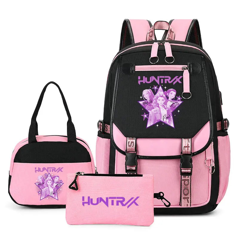 Mochilas Set KPop Demon Hunters Capacity Student SchoolBag For Teenager With Lunch Bags Backpack For Women Boys Girls Daily Use