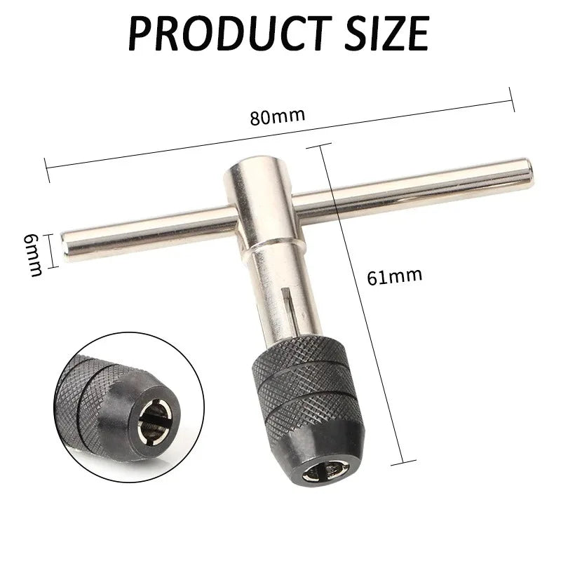 6 in 1 Ratchet T Tap Adjustable Holder Wrench With M3-M8 Screw Machine Hand Tool Thread Metric Plug T-shaped Tapping Tools