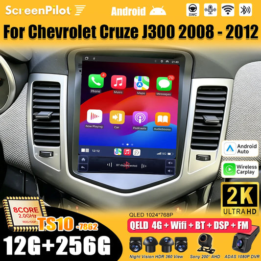 Car Stereo with Apple CarPlay & Android Auto, Compatible with Chevrolet Cruze J300